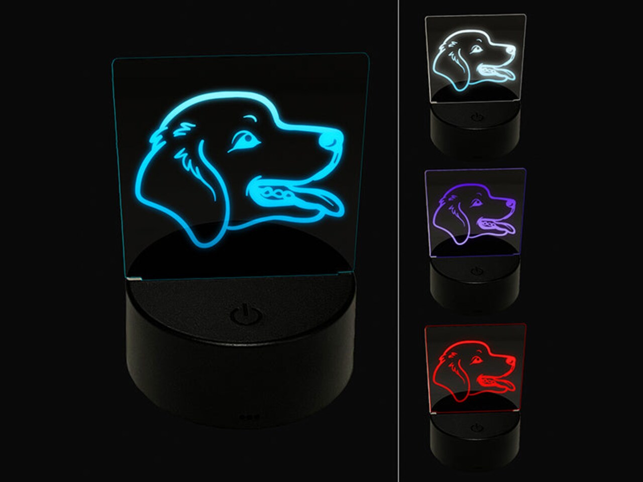 Golden Retriever Head 3D Illusion LED Night Light Sign Nightstand Desk Lamp